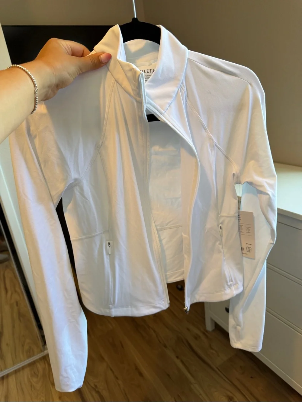 Athleta Crisp White Zip Utility Jacket